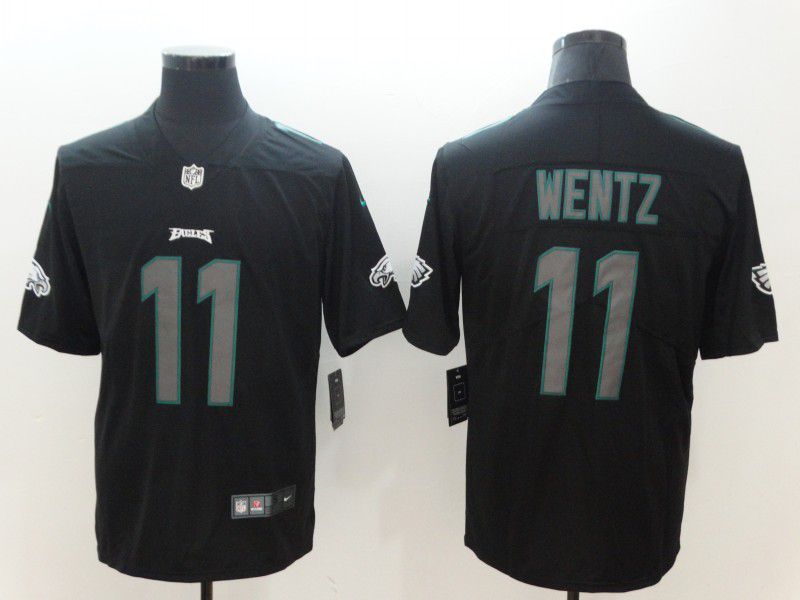 Men Philadelphia Eagles #11 Wentz Nike Fashion Impact Black Color Rush Limited NFL Jerseys